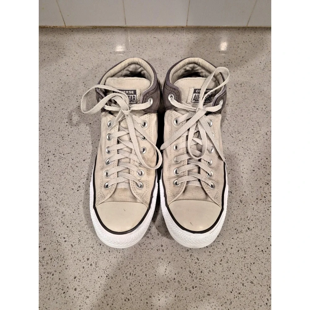 Converse High Street Mid Vintage Sneakers in Gray & White size 10